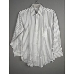 Vintage Aigner Shirt Men's 16-32/33 White Stripe Button Up Collared Taiwan 3689